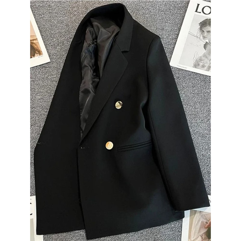 Womens Double Breasted Blazer Elegant Spring Autumn Coat 8