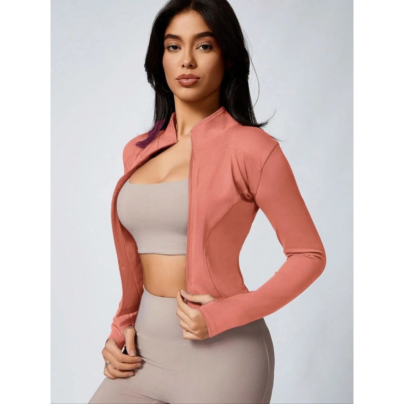 Womens Slim Fit Zip Up Athletic Jacket Long Sleeve Quick Dry 1