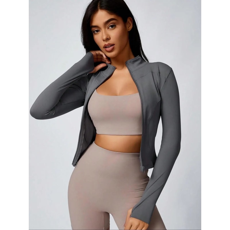 Womens Slim Fit Zip Up Athletic Jacket Long Sleeve Quick Dry 4