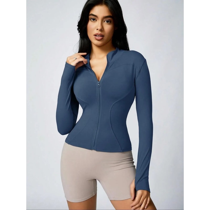 Womens Slim Fit Zip Up Athletic Jacket Long Sleeve Quick Dry 6