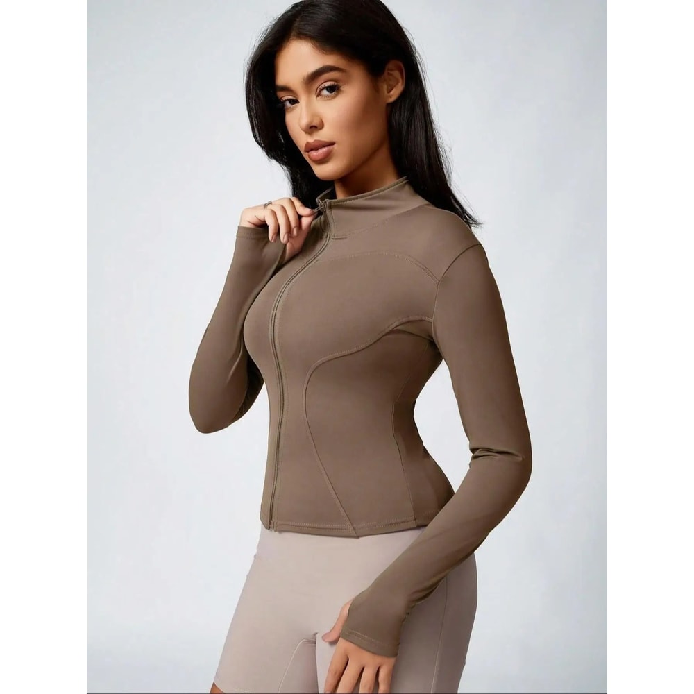 Womens Slim Fit Zip Up Athletic Jacket Long Sleeve Quick Dry 12