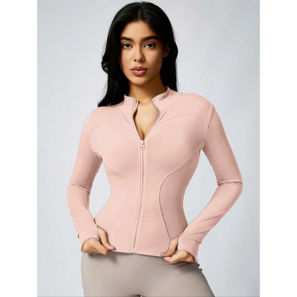 Womens Slim Fit Zip Up Athletic Jacket Long Sleeve Quick Dry 14