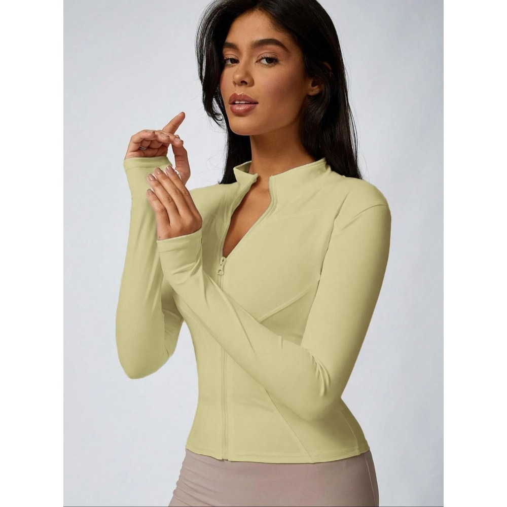 Womens Slim Fit Zip Up Athletic Jacket Long Sleeve Quick Dry 18