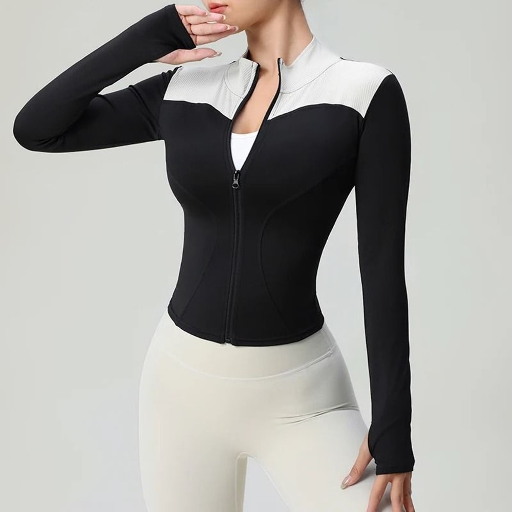 Womens Slim Fit Zip Up Long Sleeve Workout Jacket 2