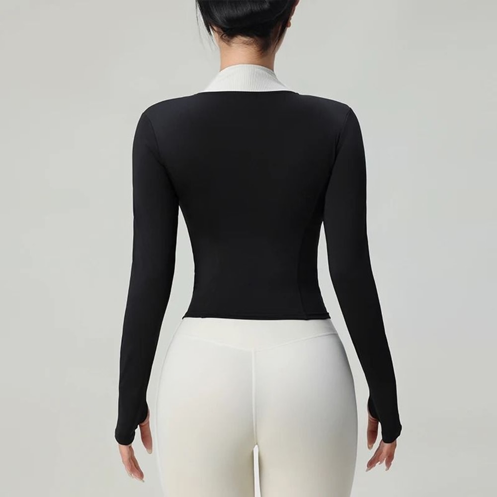 Womens Slim Fit Zip Up Long Sleeve Workout Jacket 3