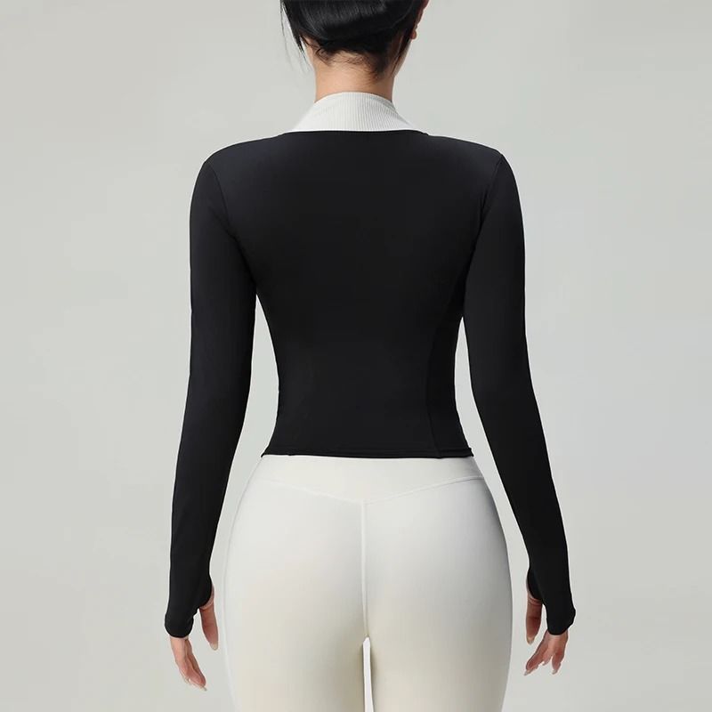 Womens Slim Fit Zip Up Long Sleeve Workout Jacket 3