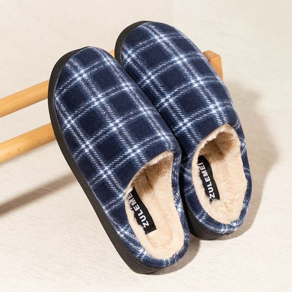 Mens Cozy Fleece Indoor Slippers With Non Slip Sole 7