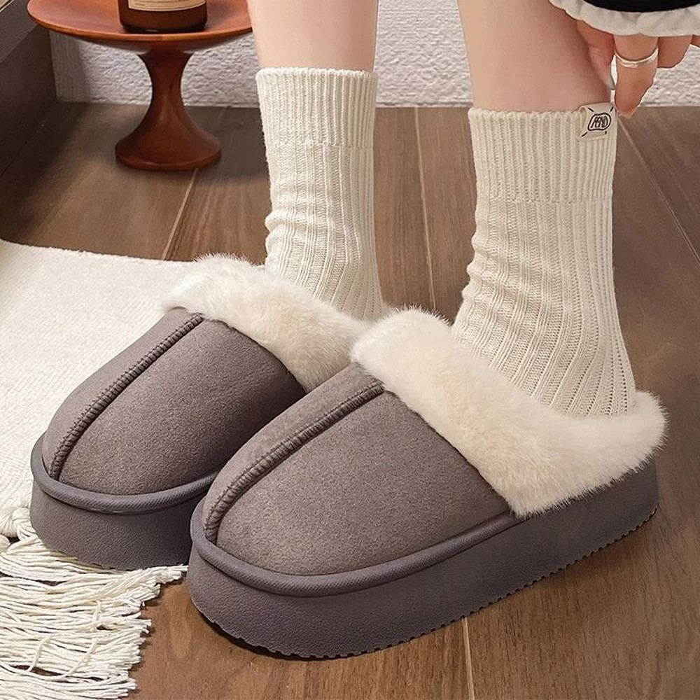 Womens Ankle Snow Boots Warm Indoor Outdoor Non Slip Slippers 3