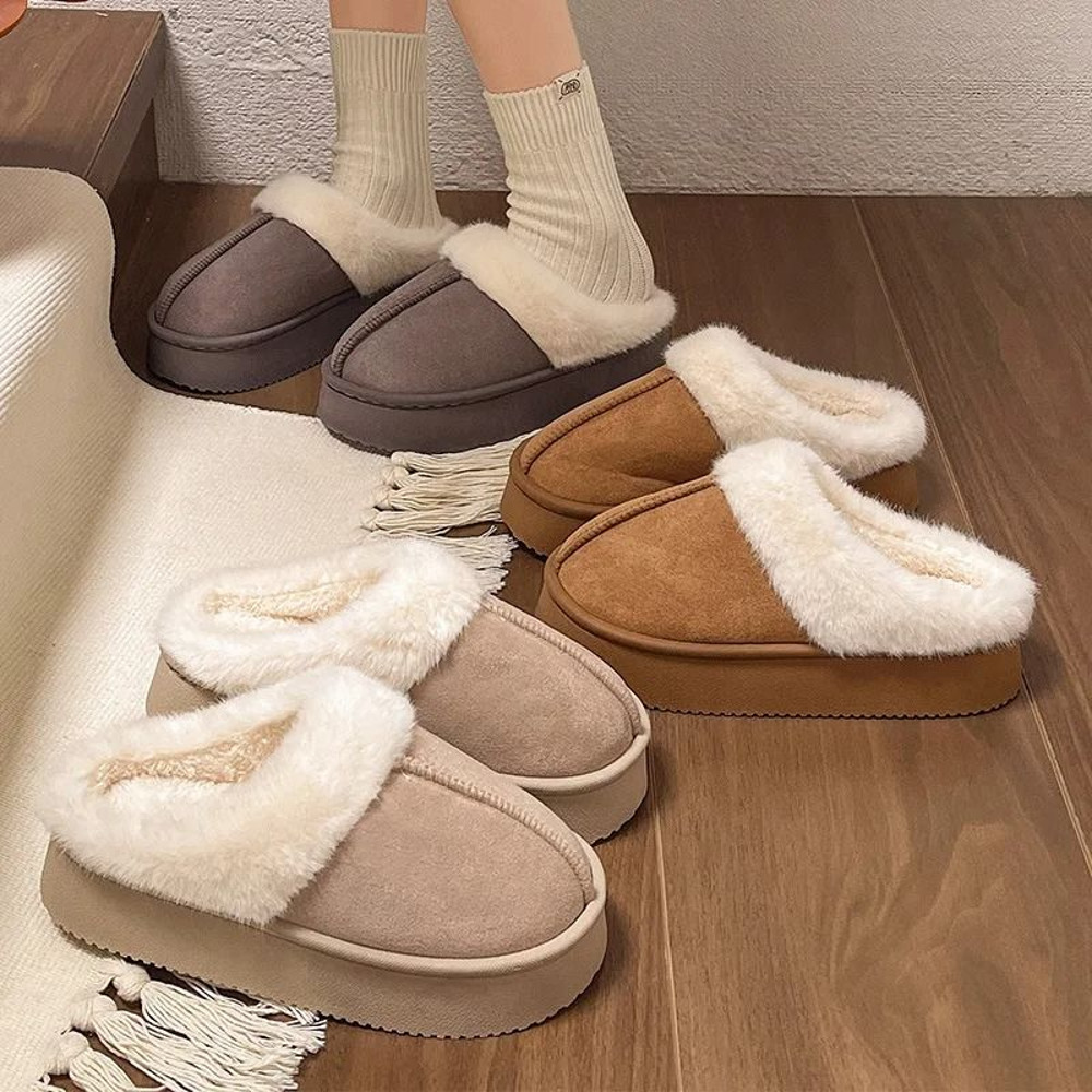 Womens Ankle Snow Boots Warm Indoor Outdoor Non Slip Slippers 4