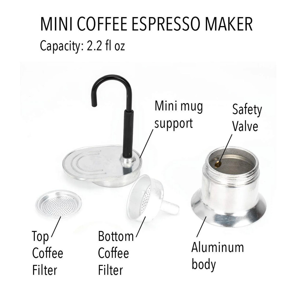 Single Tube Moka Pot 1 Cup 50ml Aluminum Alloy Spout Stovetop Italian Moka Coffee Maker For Outdoor 3