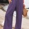 Womens Casual Drawstring Pants Mid Waist Wide Leg Lightweight Summer Beachwear 12
