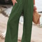 Womens Casual Drawstring Pants Mid Waist Wide Leg Lightweight Summer Beachwear 2