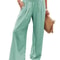 Womens Casual Drawstring Pants Mid Waist Wide Leg Lightweight Summer Beachwear 6