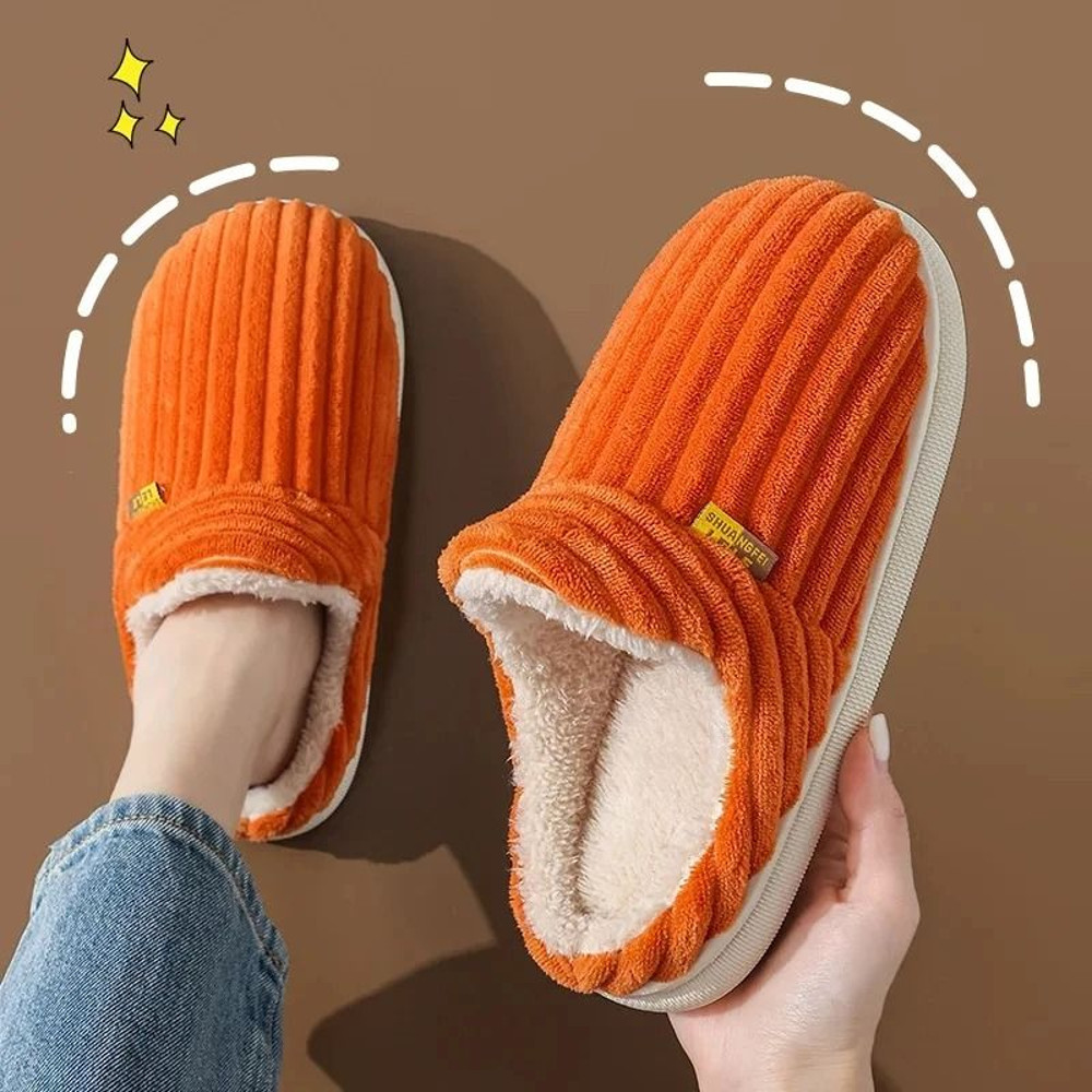 Soft Sole Fuzzy Slippers For Women And Men Winter Warm Plush Cotton Shoes 10