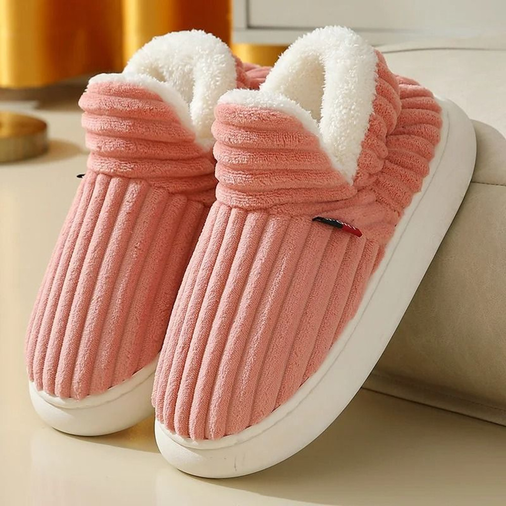 Soft Sole Fuzzy Slippers For Women And Men Winter Warm Plush Cotton Shoes 16
