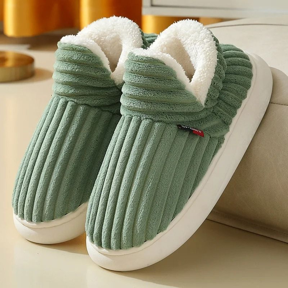 Soft Sole Fuzzy Slippers For Women And Men Winter Warm Plush Cotton Shoes 17