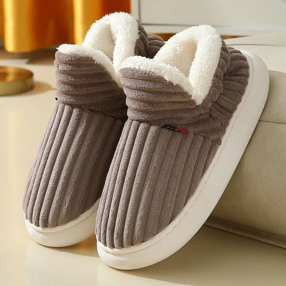 Soft Sole Fuzzy Slippers For Women And Men Winter Warm Plush Cotton Shoes 19