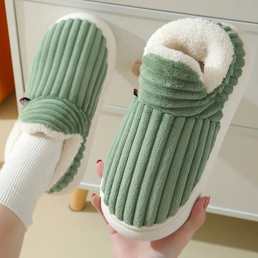 Soft Sole Fuzzy Slippers For Women And Men Winter Warm Plush Cotton Shoes 2