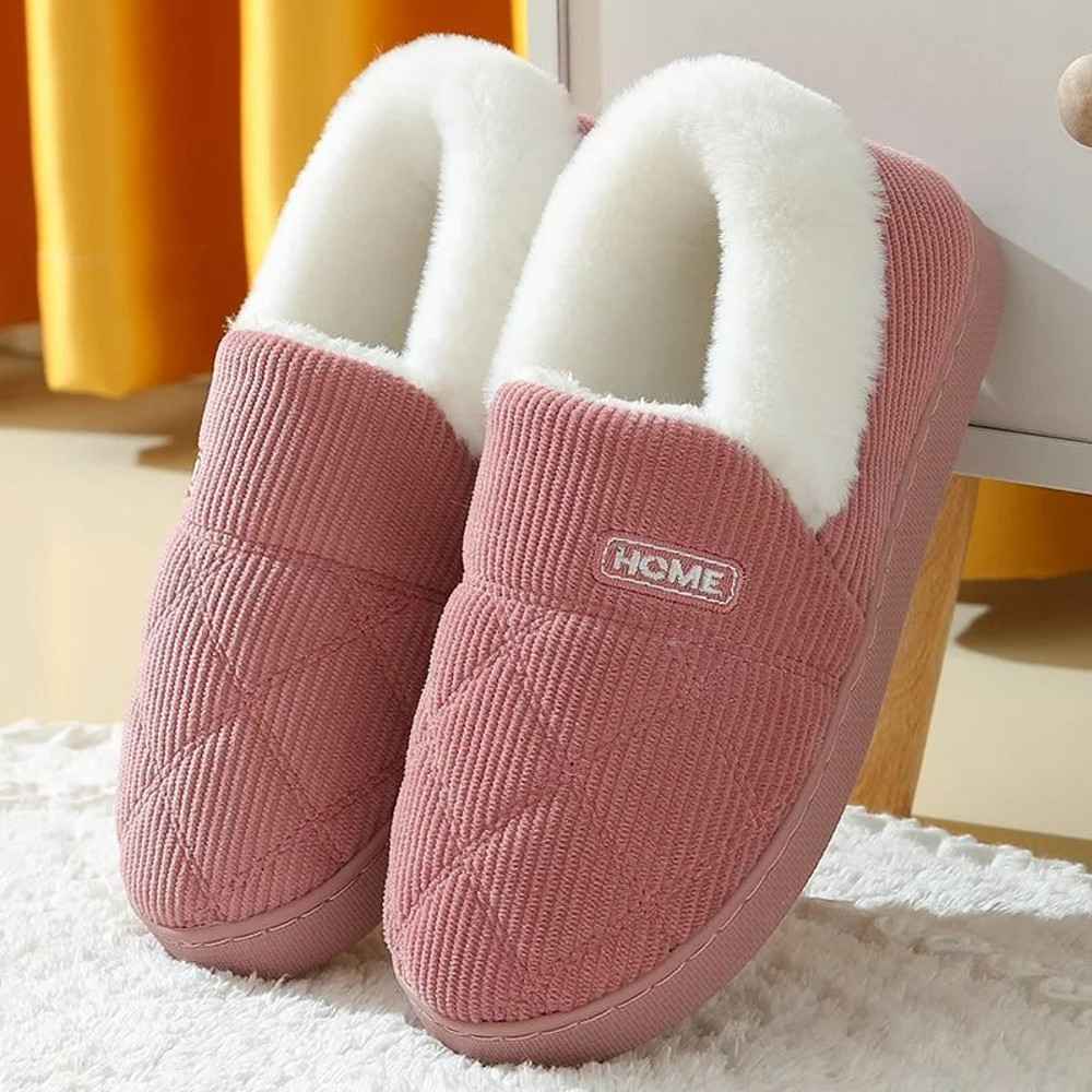 Soft Sole Fuzzy Slippers For Women And Men Winter Warm Plush Cotton Shoes 21