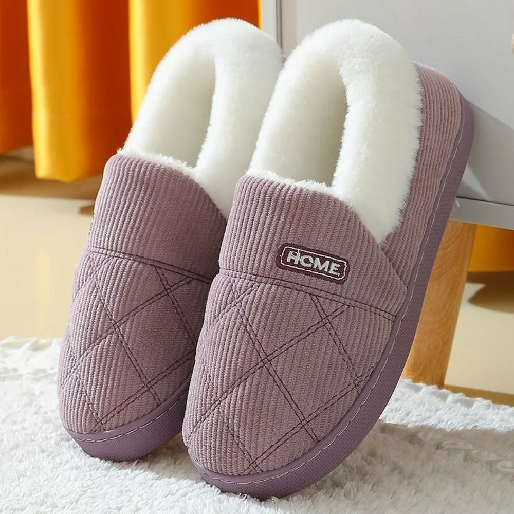 Soft Sole Fuzzy Slippers For Women And Men Winter Warm Plush Cotton Shoes 22