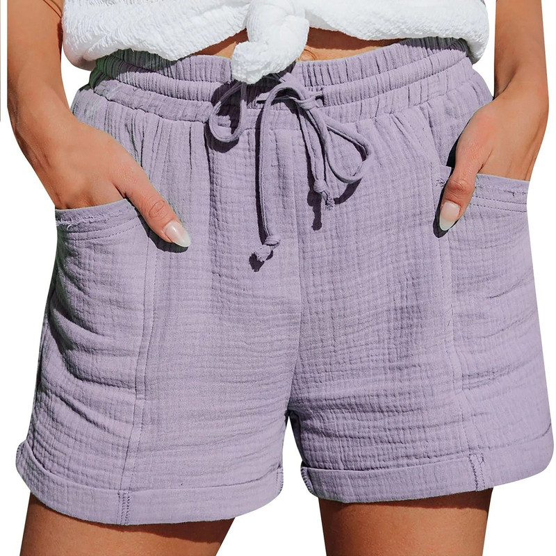Womens Casual High Waisted Pleated Wide Leg Shorts With Loose Cuffs 6