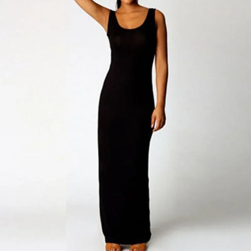 Sleeveless Women High Stretch Maxi Dress 0