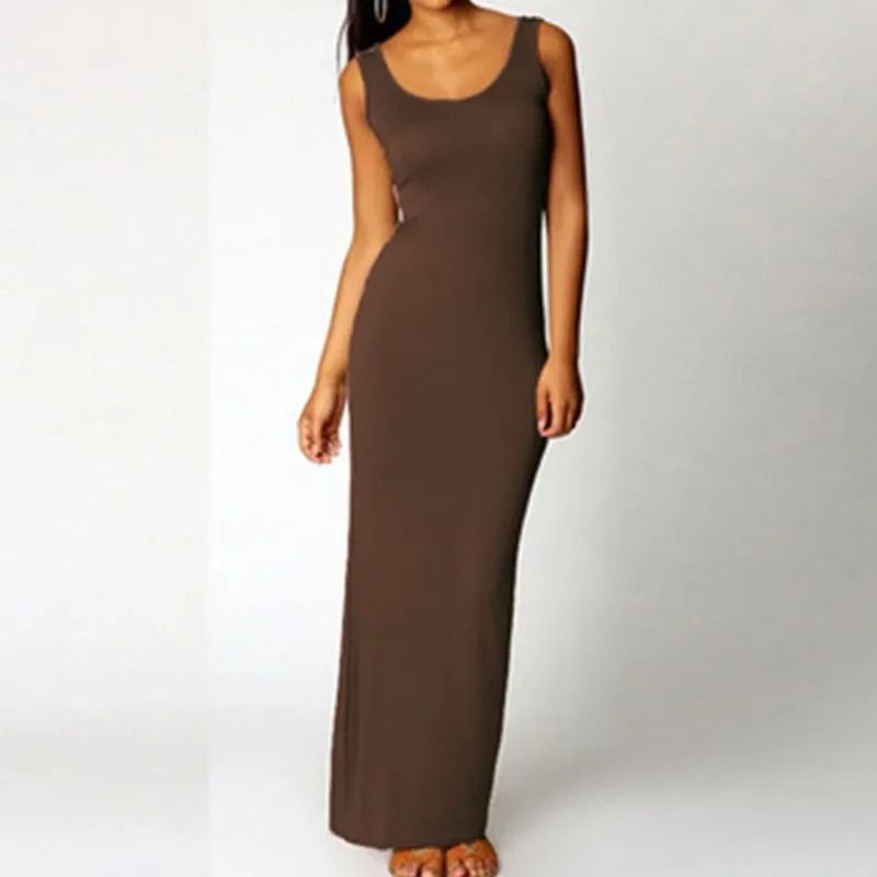 Sleeveless Women High Stretch Maxi Dress 11