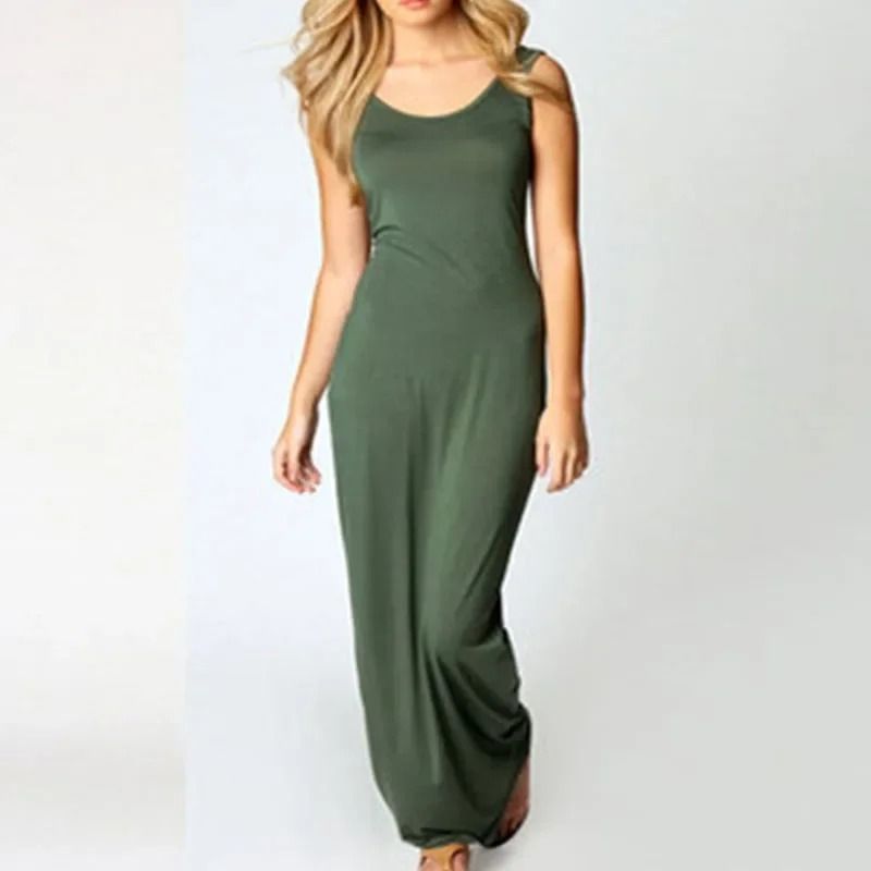 Sleeveless Women High Stretch Maxi Dress 15