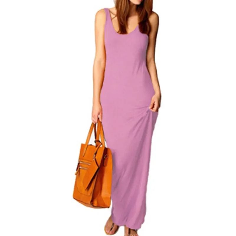 Sleeveless Women High Stretch Maxi Dress 17