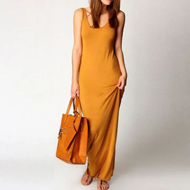 Sleeveless Women High Stretch Maxi Dress 1