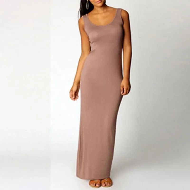 Sleeveless Women High Stretch Maxi Dress 4