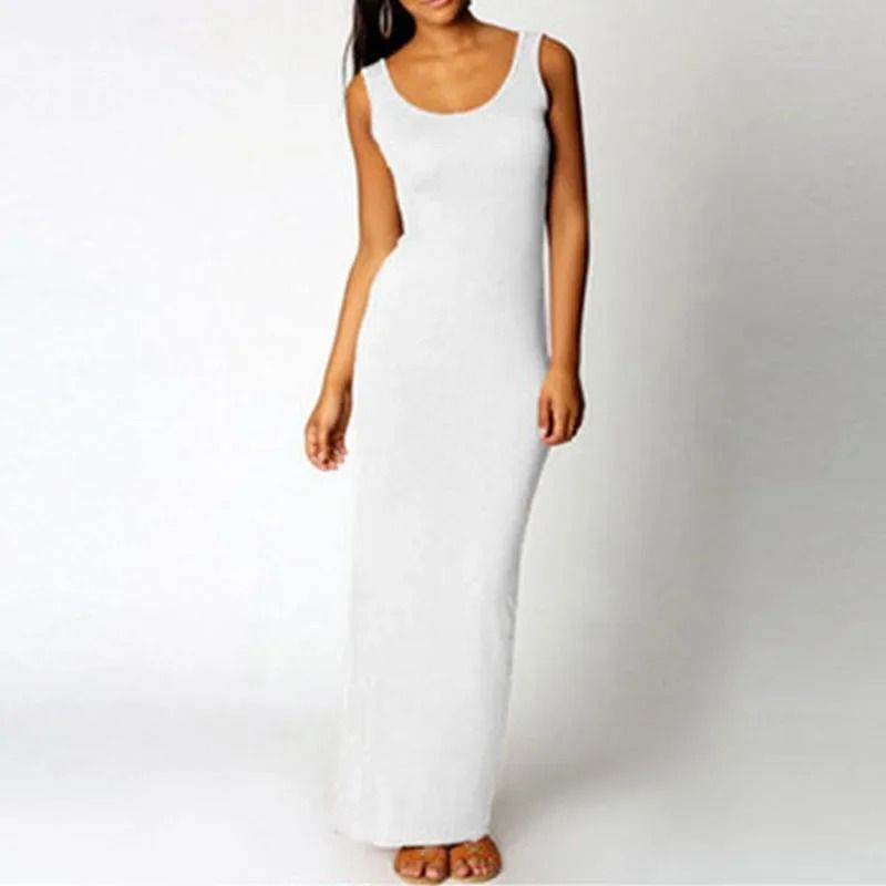 Sleeveless Women High Stretch Maxi Dress 20