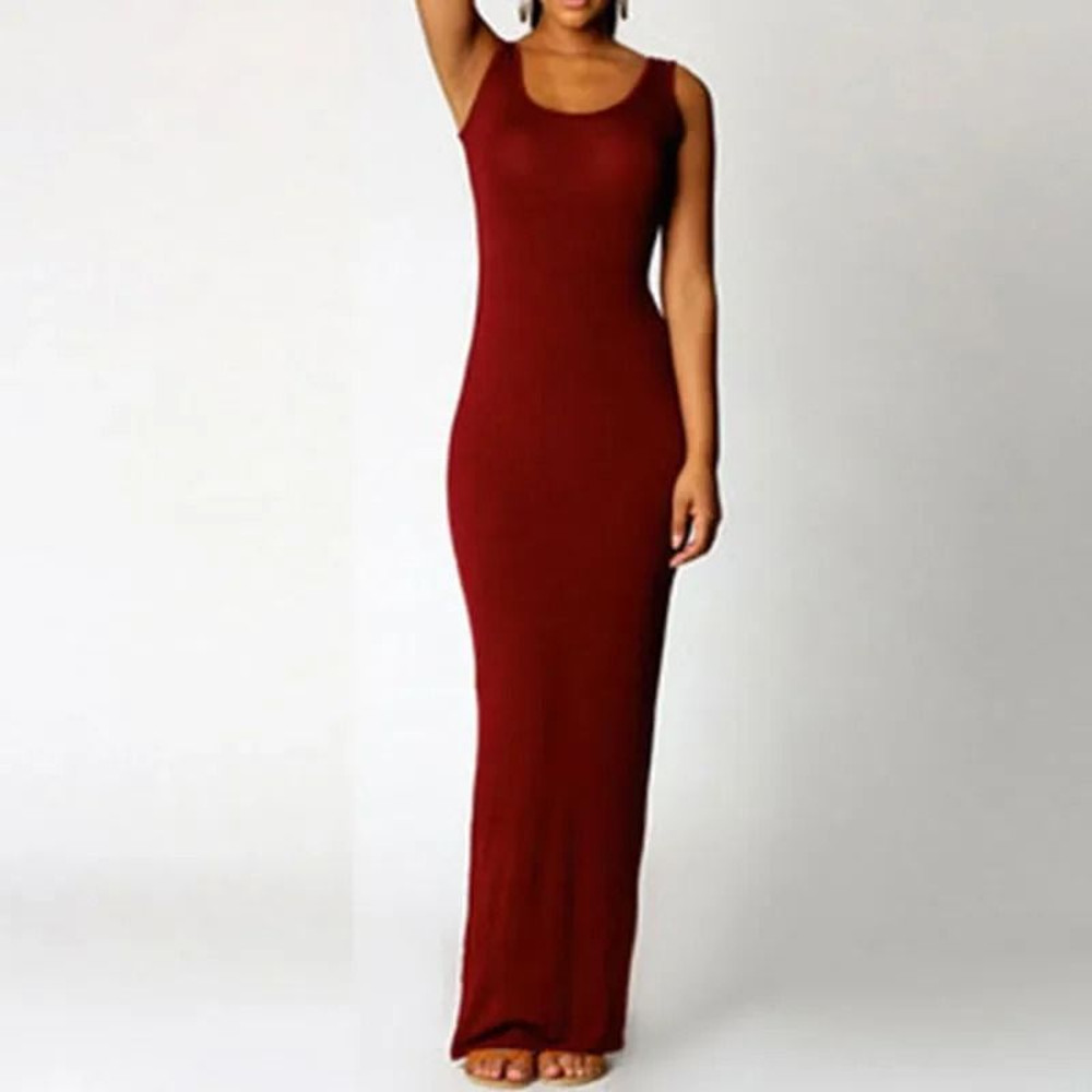Sleeveless Women High Stretch Maxi Dress 23
