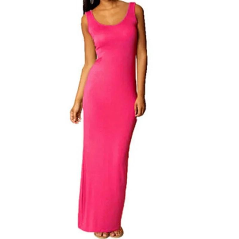 Sleeveless Women High Stretch Maxi Dress 24