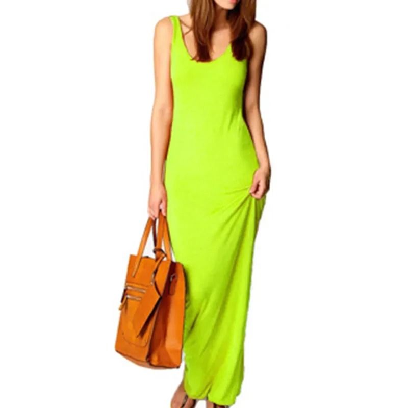 Sleeveless Women High Stretch Maxi Dress 26