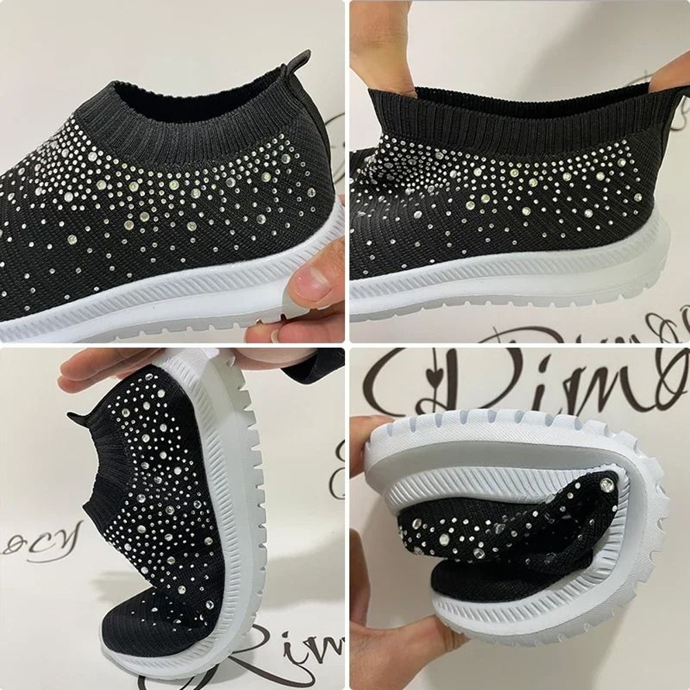 Shining Crystal Flats Mesh Sneakers For Women 5