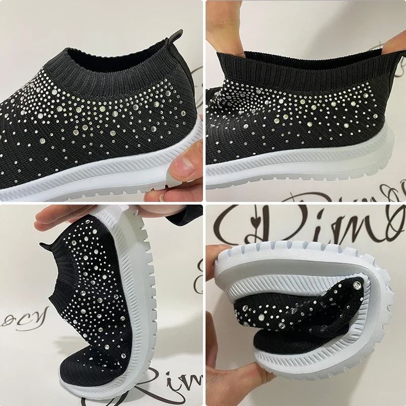 Shining Crystal Flats Mesh Sneakers For Women 5