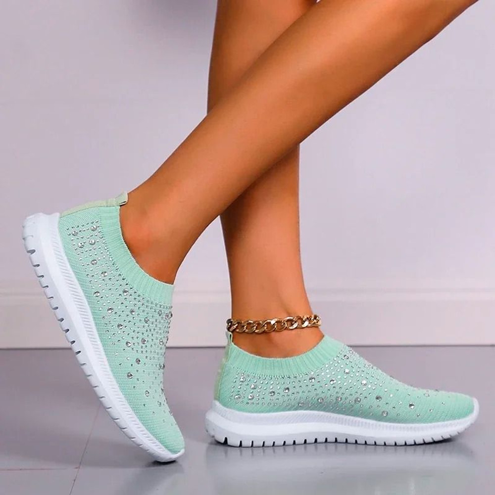 Shining Crystal Flats Mesh Sneakers For Women 9
