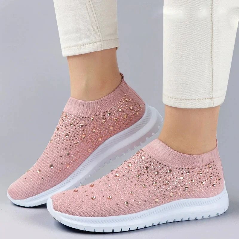 Shining Crystal Flats Mesh Sneakers For Women 10