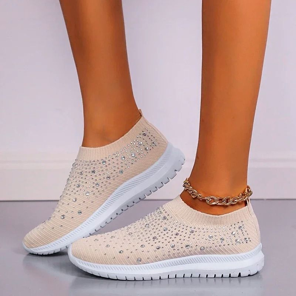 Shining Crystal Flats Mesh Sneakers For Women 14