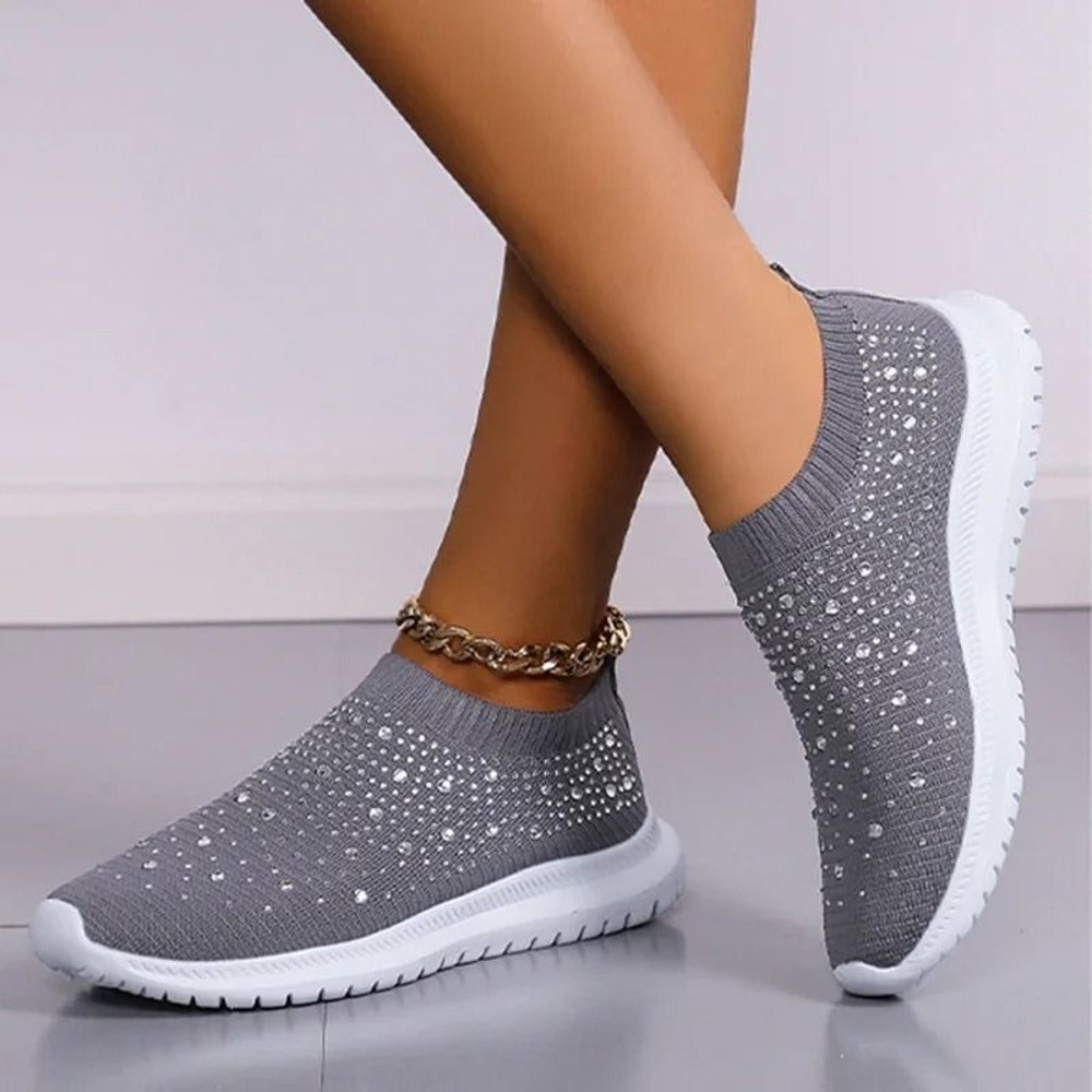 Shining Crystal Flats Mesh Sneakers For Women 8