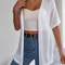 Spring Summer Knitted Cardigan Casual Solid Color Hollow Out Tops For Women 4