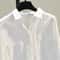 Long Sleeve White Women Shirt Casual Loose Office Button Blouse 2