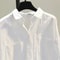 Long Sleeve White Women Shirt Casual Loose Office Button Blouse 2