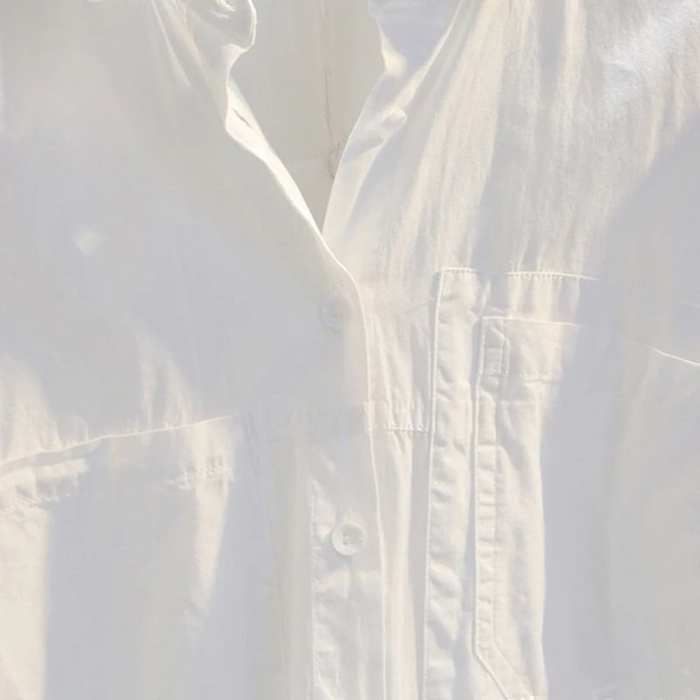 Long Sleeve White Women Shirt Casual Loose Office Button Blouse 4