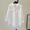 Long Sleeve White Women Shirt Casual Loose Office Button Blouse 6