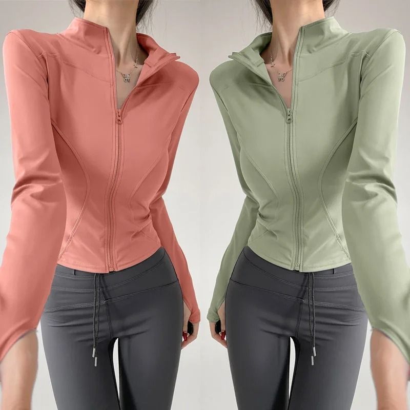 Sun Quick Drying Sports Jacket Womens Yoga Running Long Sleeve Zipper Top 0