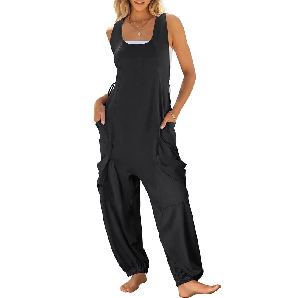 Casual Sleeveless Baggy Harem Jumpsuit Loose Wide Leg Overalls For Women 0