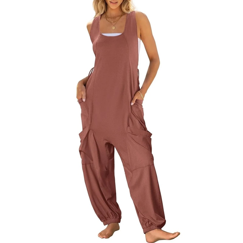 Casual Sleeveless Baggy Harem Jumpsuit Loose Wide Leg Overalls For Women 9