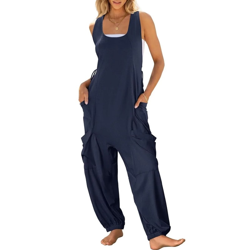 Casual Sleeveless Baggy Harem Jumpsuit Loose Wide Leg Overalls For Women 12